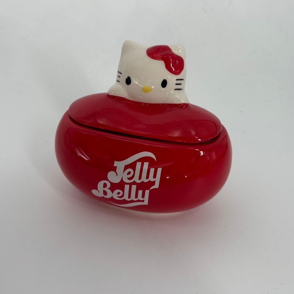 Hello Kitty X Jelly Belly Collectible Ceramic Jelly Bean Shaped 5" Container